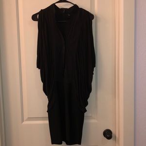 BCBG Maxazria black dress drape sleeve sleeveless 90’s